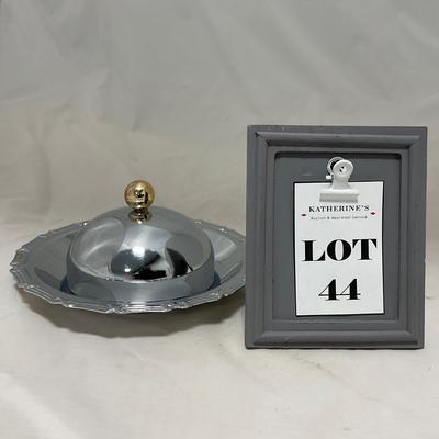 -44- Small Metal & Gold Accents | Covered Butter Dish