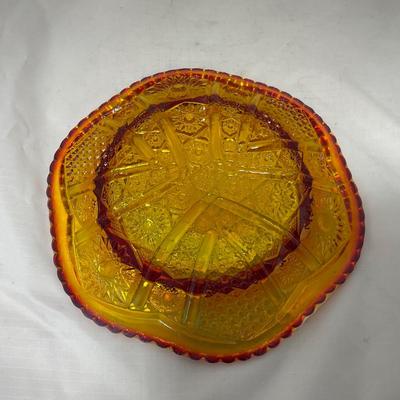 -45- Red / Orange Iridescent Carnival | Covered Butter Dish