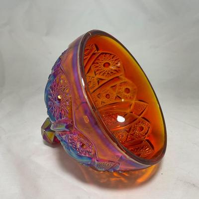 -45- Red / Orange Iridescent Carnival | Covered Butter Dish