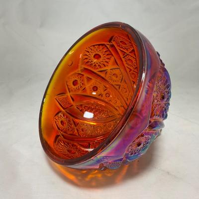 -45- Red / Orange Iridescent Carnival | Covered Butter Dish