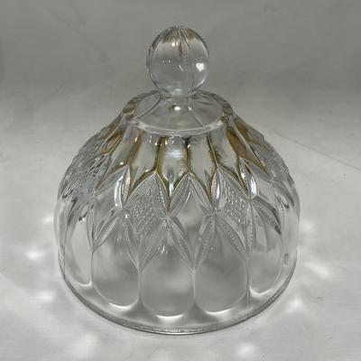 -46- Clear Glass & Gold Accents | Covered Butter Dish