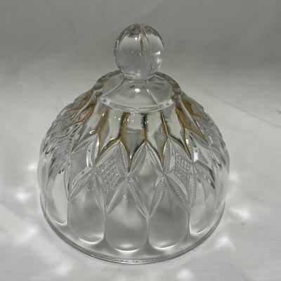 -46- Clear Glass & Gold Accents | Covered Butter Dish
