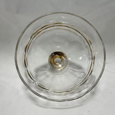-47- Clear with Gold Stripes | Covered Butter Dish | Sugar & Creamer | Covered Jar