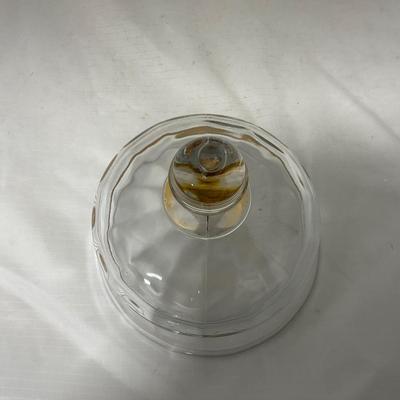 -47- Clear with Gold Stripes | Covered Butter Dish | Sugar & Creamer | Covered Jar