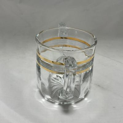 -47- Clear with Gold Stripes | Covered Butter Dish | Sugar & Creamer | Covered Jar