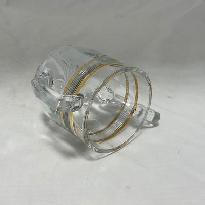 -47- Clear with Gold Stripes | Covered Butter Dish | Sugar & Creamer | Covered Jar