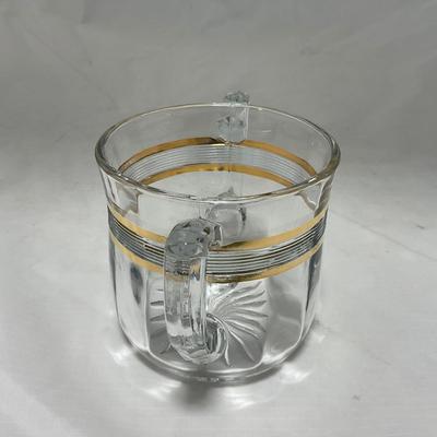 -47- Clear with Gold Stripes | Covered Butter Dish | Sugar & Creamer | Covered Jar