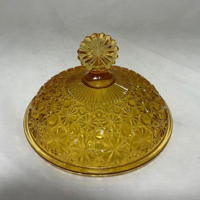 -48- Amber Glass | Covered Butter Dish
