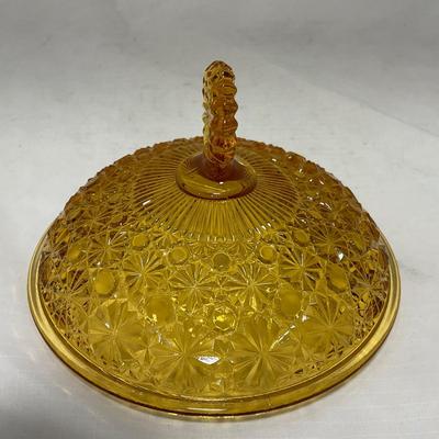 -48- Amber Glass | Covered Butter Dish