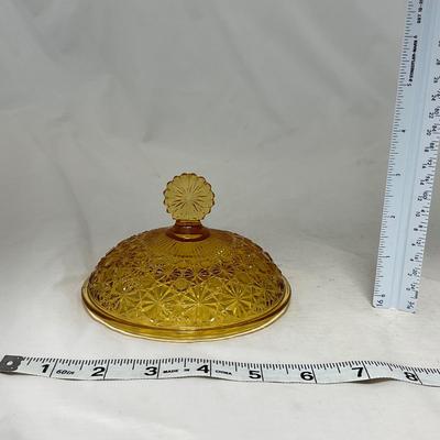 -48- Amber Glass | Covered Butter Dish
