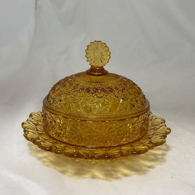 -48- Amber Glass | Covered Butter Dish