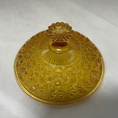 -48- Amber Glass | Covered Butter Dish