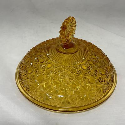 -48- Amber Glass | Covered Butter Dish