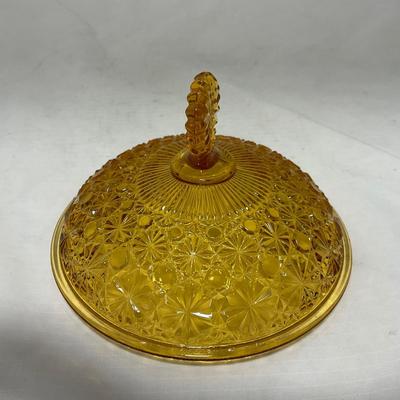 -48- Amber Glass | Covered Butter Dish