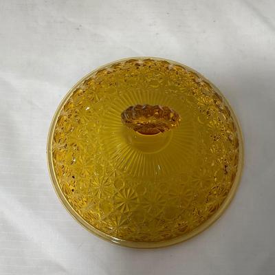-48- Amber Glass | Covered Butter Dish