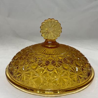 -48- Amber Glass | Covered Butter Dish