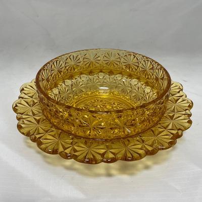 -48- Amber Glass | Covered Butter Dish