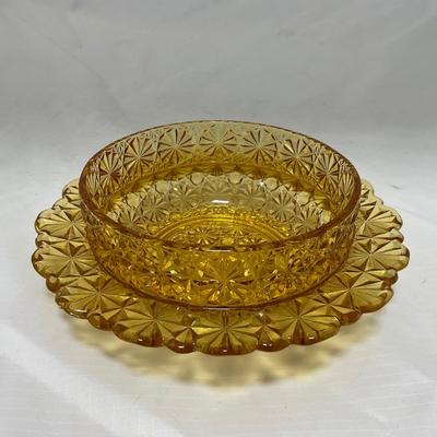 -48- Amber Glass | Covered Butter Dish