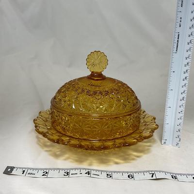 -48- Amber Glass | Covered Butter Dish