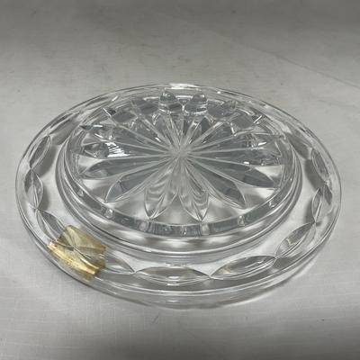 -49- Heavy Clear Cut Glass | Bohemian | Covered Butter Dish