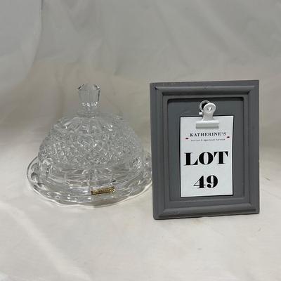 -49- Heavy Clear Cut Glass | Bohemian | Covered Butter Dish