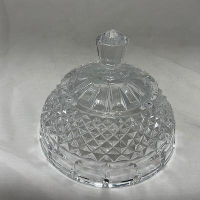 -49- Heavy Clear Cut Glass | Bohemian | Covered Butter Dish