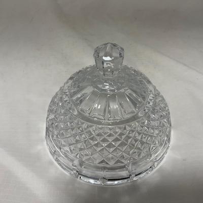 -49- Heavy Clear Cut Glass | Bohemian | Covered Butter Dish