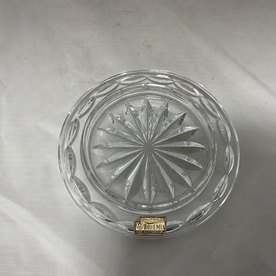 -49- Heavy Clear Cut Glass | Bohemian | Covered Butter Dish