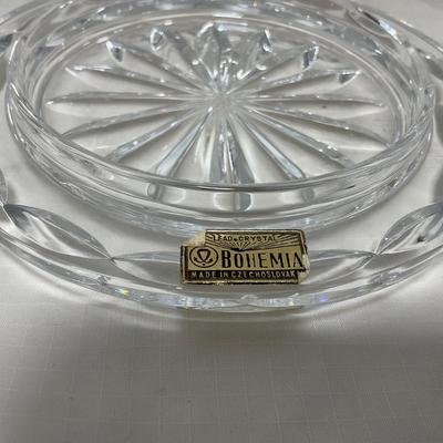 -49- Heavy Clear Cut Glass | Bohemian | Covered Butter Dish