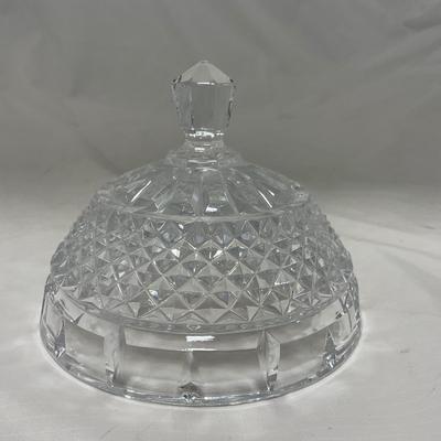 -49- Heavy Clear Cut Glass | Bohemian | Covered Butter Dish
