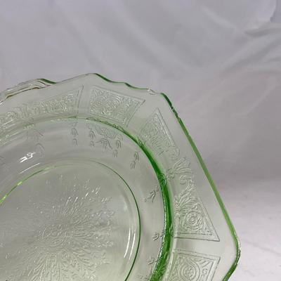 -54- Green Depression Glass | Uranium | Covered Butter Dishh