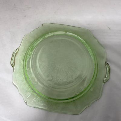 -54- Green Depression Glass | Uranium | Covered Butter Dishh