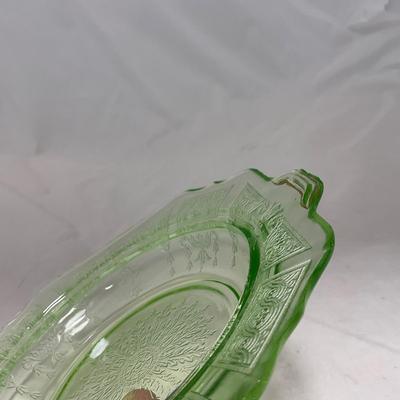 -54- Green Depression Glass | Uranium | Covered Butter Dishh
