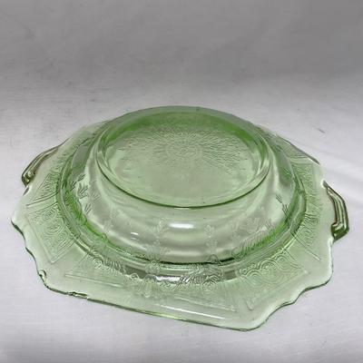 -54- Green Depression Glass | Uranium | Covered Butter Dishh