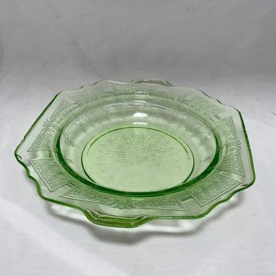 -54- Green Depression Glass | Uranium | Covered Butter Dishh