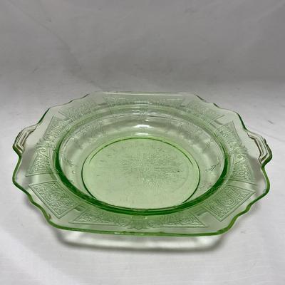 -54- Green Depression Glass | Uranium | Covered Butter Dishh