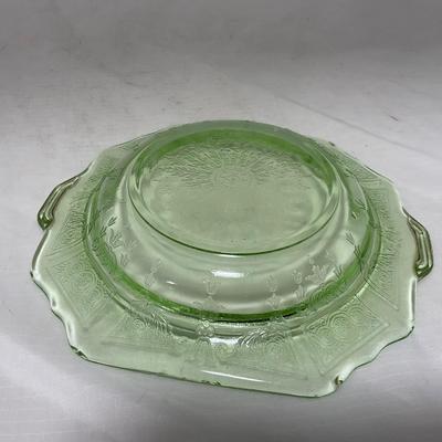 -54- Green Depression Glass | Uranium | Covered Butter Dishh