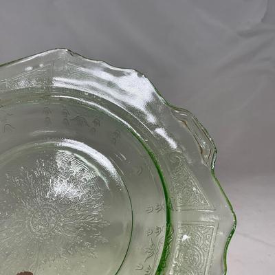 -54- Green Depression Glass | Uranium | Covered Butter Dishh