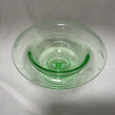 -55- Green Depression Glass | Uranium | Compote