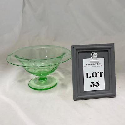 -55- Green Depression Glass | Uranium | Compote