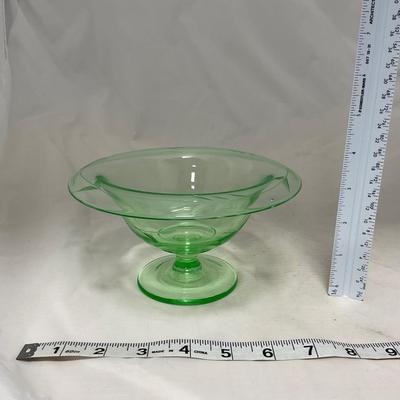-55- Green Depression Glass | Uranium | Compote