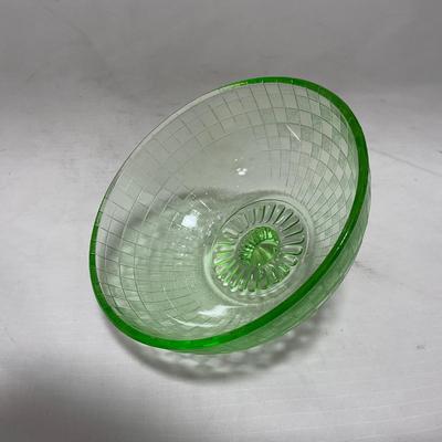 -56- Green Depression Glass | Uranium | Covered Butter Dish