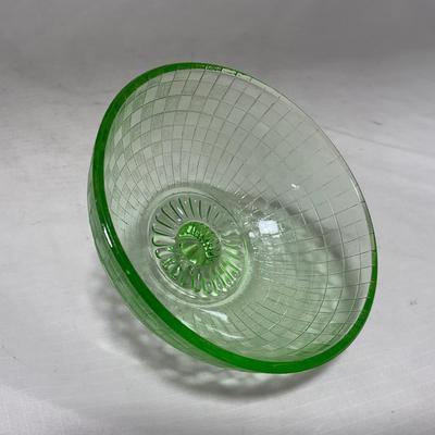 -56- Green Depression Glass | Uranium | Covered Butter Dish