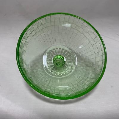 -56- Green Depression Glass | Uranium | Covered Butter Dish