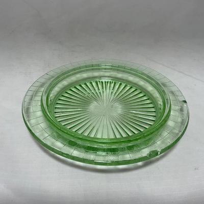 -56- Green Depression Glass | Uranium | Covered Butter Dish