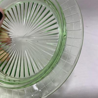 -56- Green Depression Glass | Uranium | Covered Butter Dish
