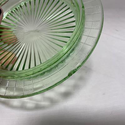 -56- Green Depression Glass | Uranium | Covered Butter Dish