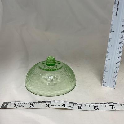 -56- Green Depression Glass | Uranium | Covered Butter Dish