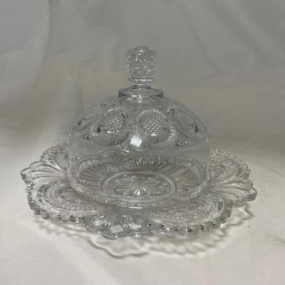 -57- Clear Glass | Covered Butter Dish