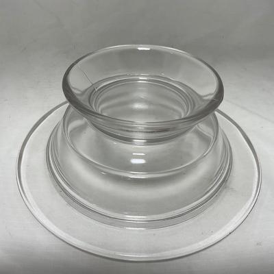 -58- Clear Glass | Frosted Flower Detail | Covered Butter Dish